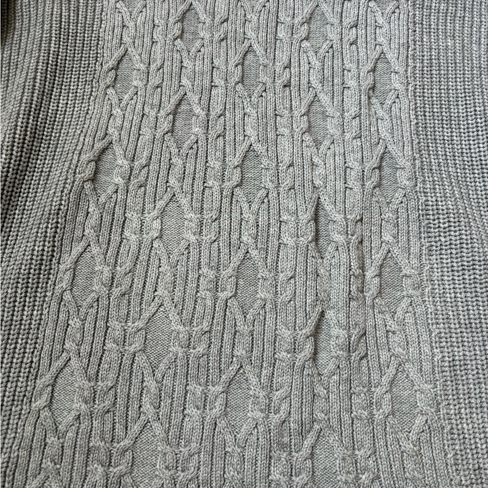 Tommy Hilfiger grey cable knit pullover crewneck cotton sweater, sz XL - Picture 4 of 7